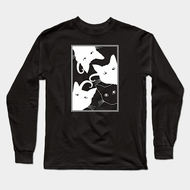 Cats Are Watching (white print) Long Sleeve T-Shirt by aceofspace